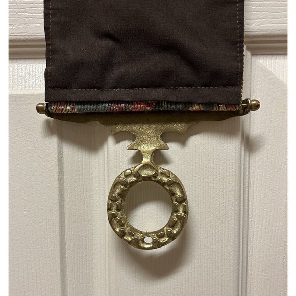 Vintage Floral Tapestry Ornate Gold Brass Butler's / Bell Pull Victorian Pink - Picture 6 of 13